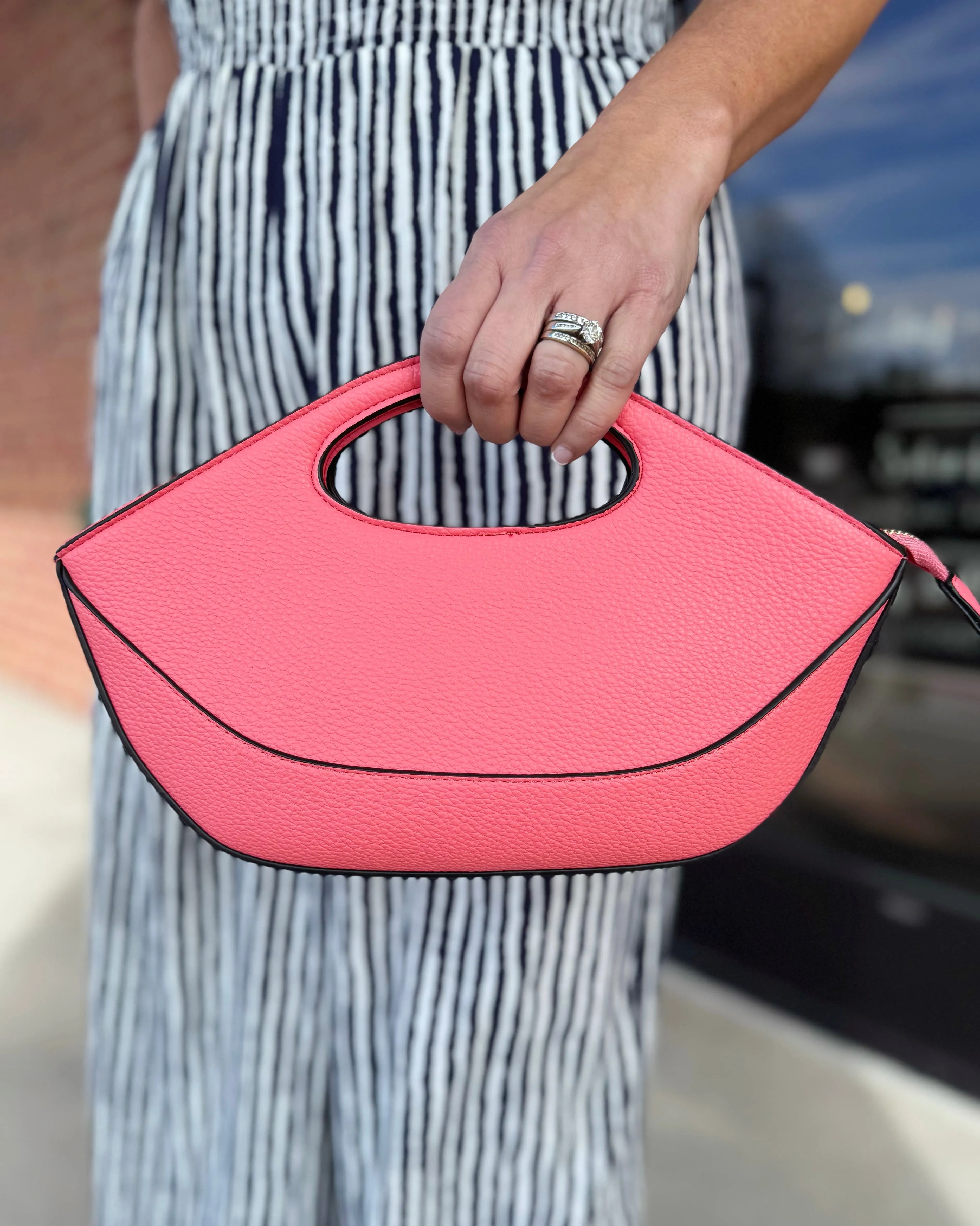 Laurel Satchel Bag in Coral Pink