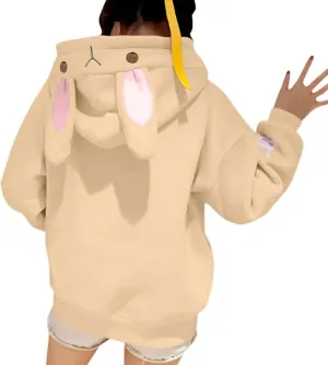 LCMTWX Women Cute Bunny Ear Long Sleeve Rabbit Tops Sweatshirt Hoodie Jacket Coats Oversized Pullover Y2k Clothes