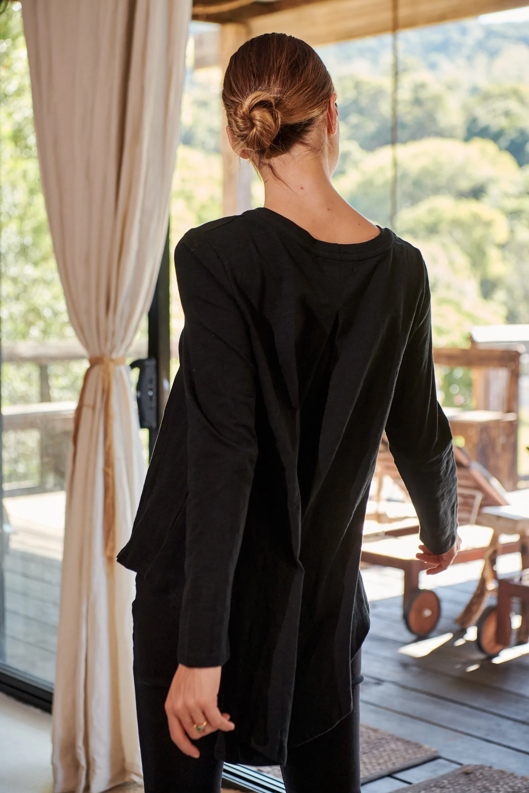 Leo Star Leopard Print Black Long Sleeve Top