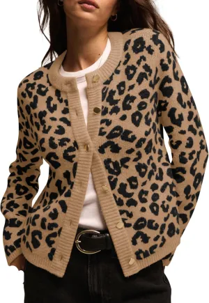 Leopard Cardigan Sweaters for Women Lightweight Animal Cheetah Print Cardigans Knit Sweater Tops Fall Outfits Clothes