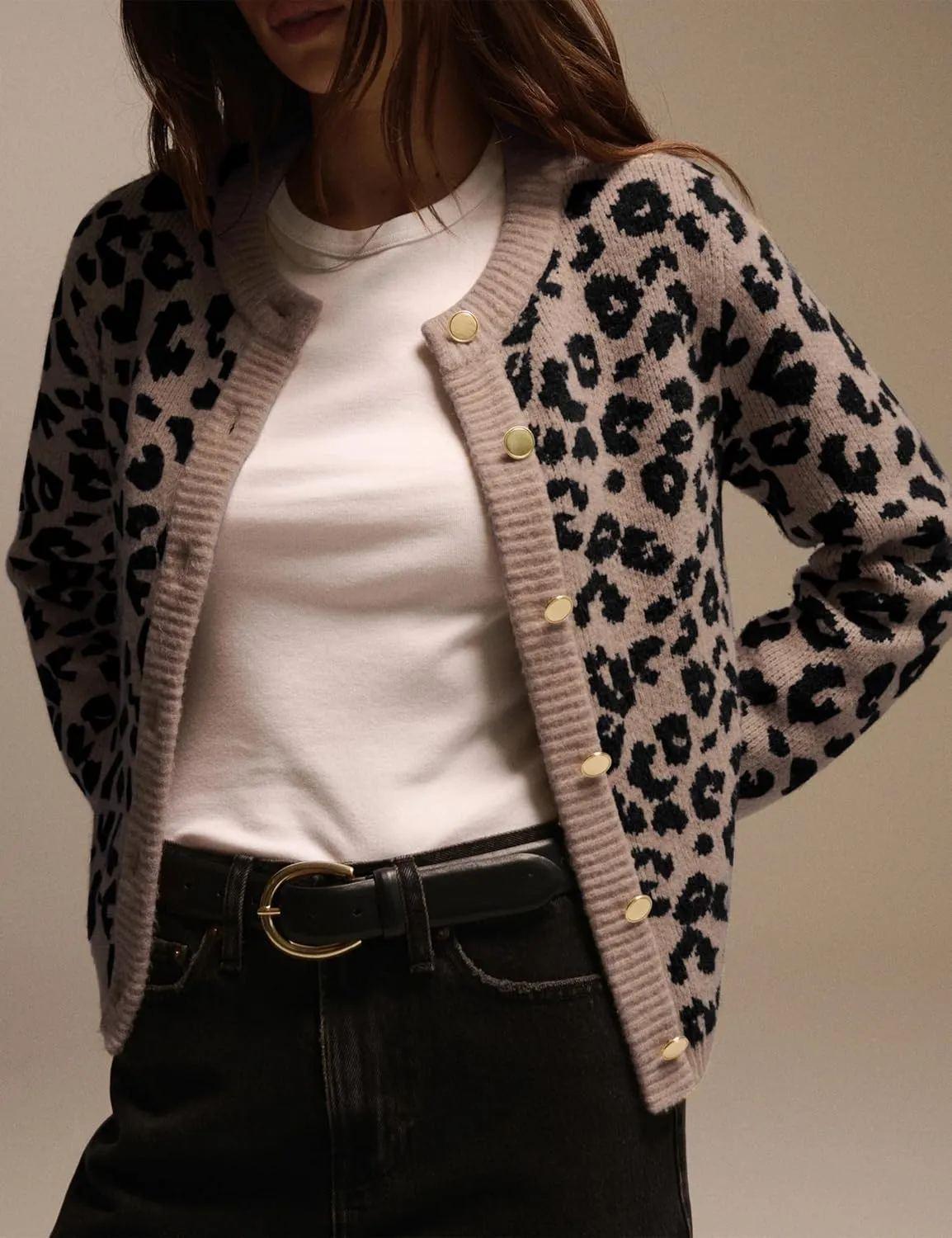Leopard Cardigan Sweaters for Women Lightweight Animal Cheetah Print Cardigans Knit Sweater Tops Fall Outfits Clothes