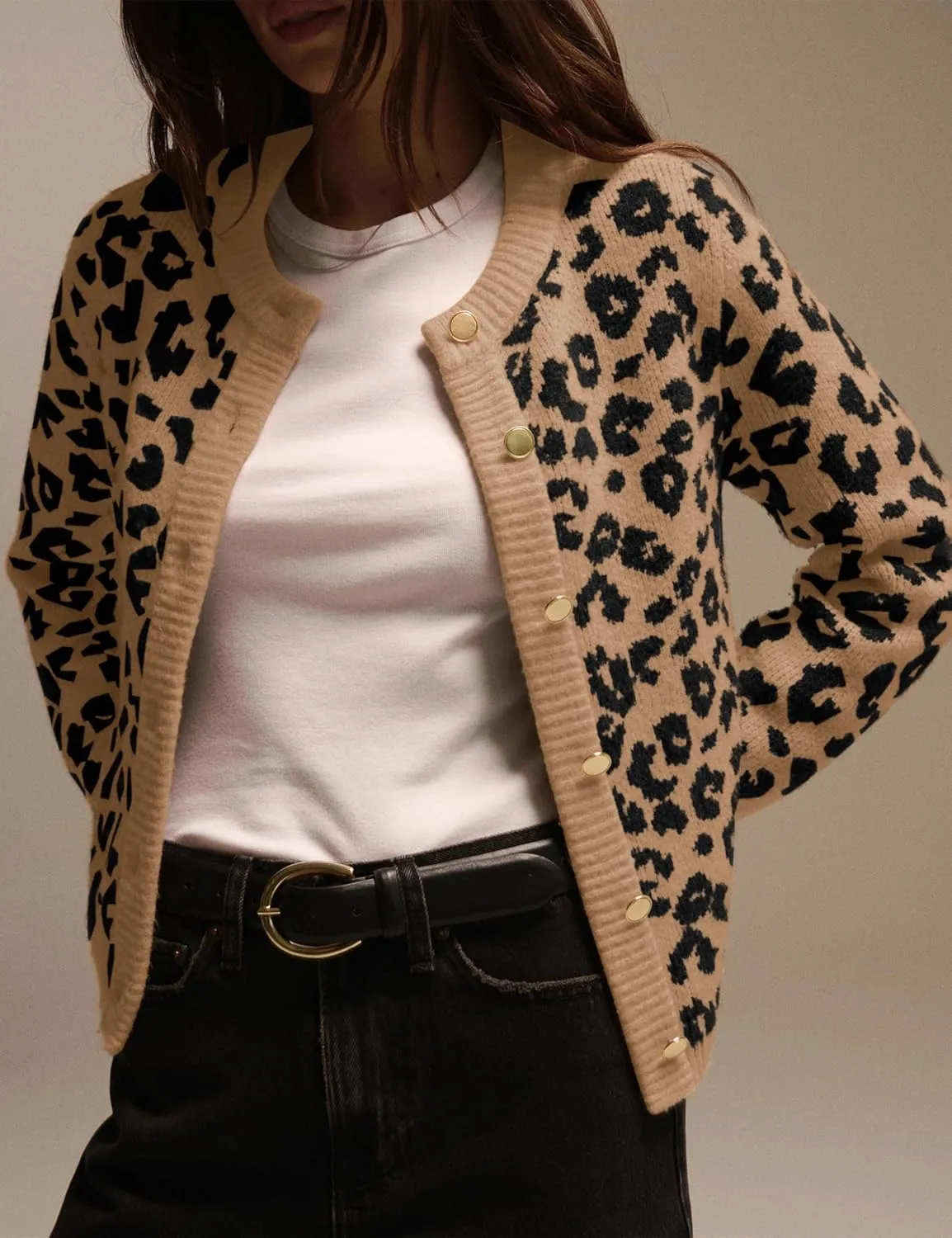 Leopard Cardigan Sweaters for Women Lightweight Animal Cheetah Print Cardigans Knit Sweater Tops Fall Outfits Clothes