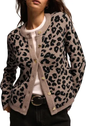 Leopard Cardigan Sweaters for Women Lightweight Animal Cheetah Print Cardigans Knit Sweater Tops Fall Outfits Clothes