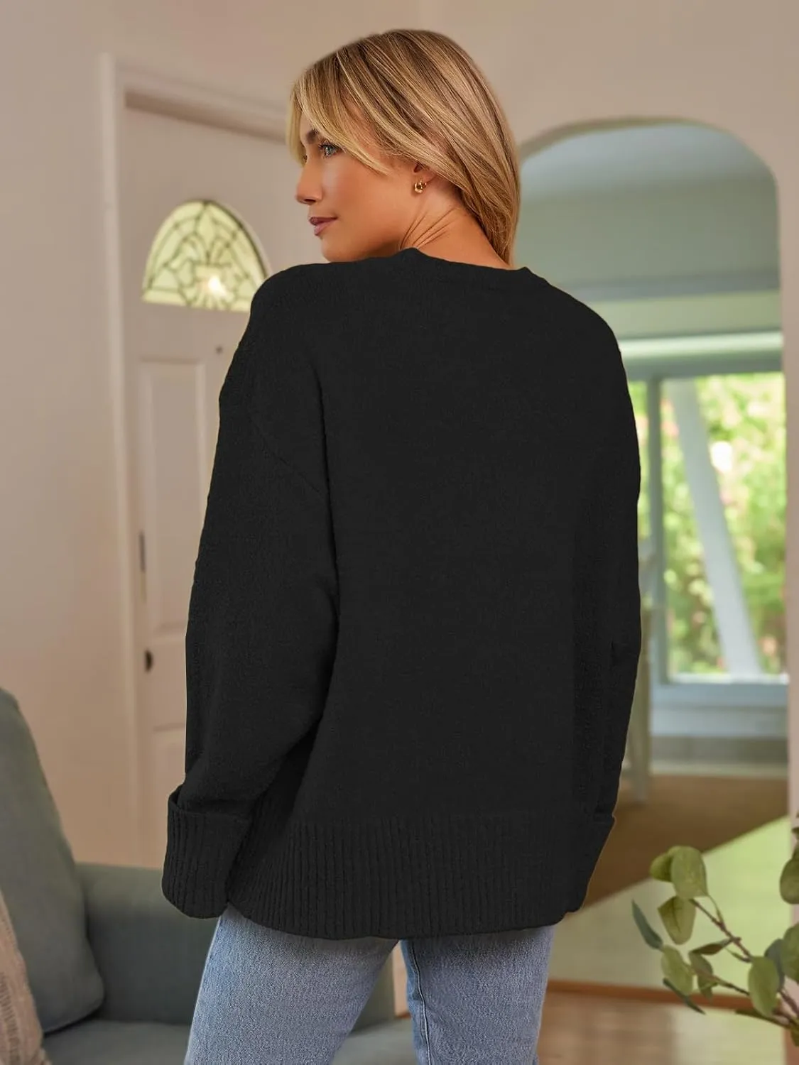 LILLUSORY Women's Oversized Sweaters Fuzzy Chunky Warm Pullover Sweater
