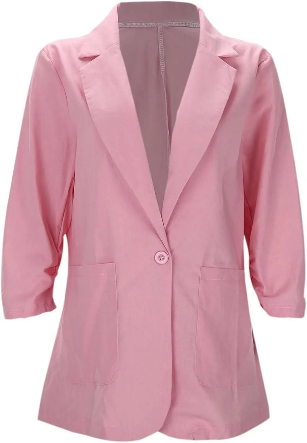 Linen Blazer for Women 3/4 Sleeve Cargdigan 2024 Fall Fashion Outfits Business Coats Work Office Suit Jackets with Pockets