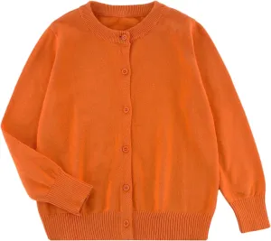 Little Kid Girls Cardigan Sweaters School Uniforms Cotton Crew Neck Knit Sweater Toddler 4Years -14 Years