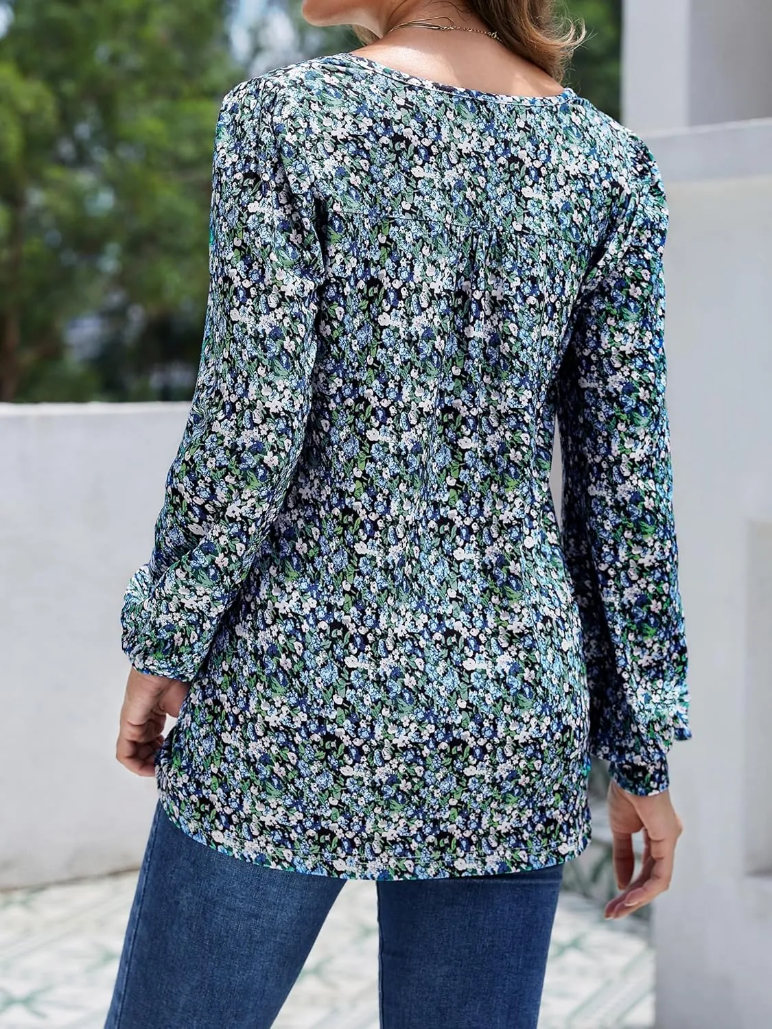 Long Sleeve Shirts For Women Fall Fashion 2025 Womens Tunic Tops Pleated Crew Neck Puff Sleeve Blouses Dressy Casual