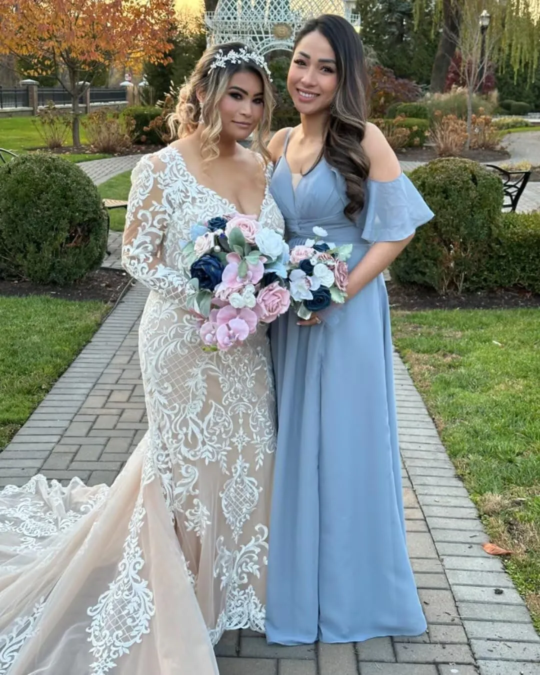 Loyeloy Women's Bridesmaid Dresses with Slit 2025 Ruched Waist Chiffon Aline Ruffles Formal Party Dress with Pockets