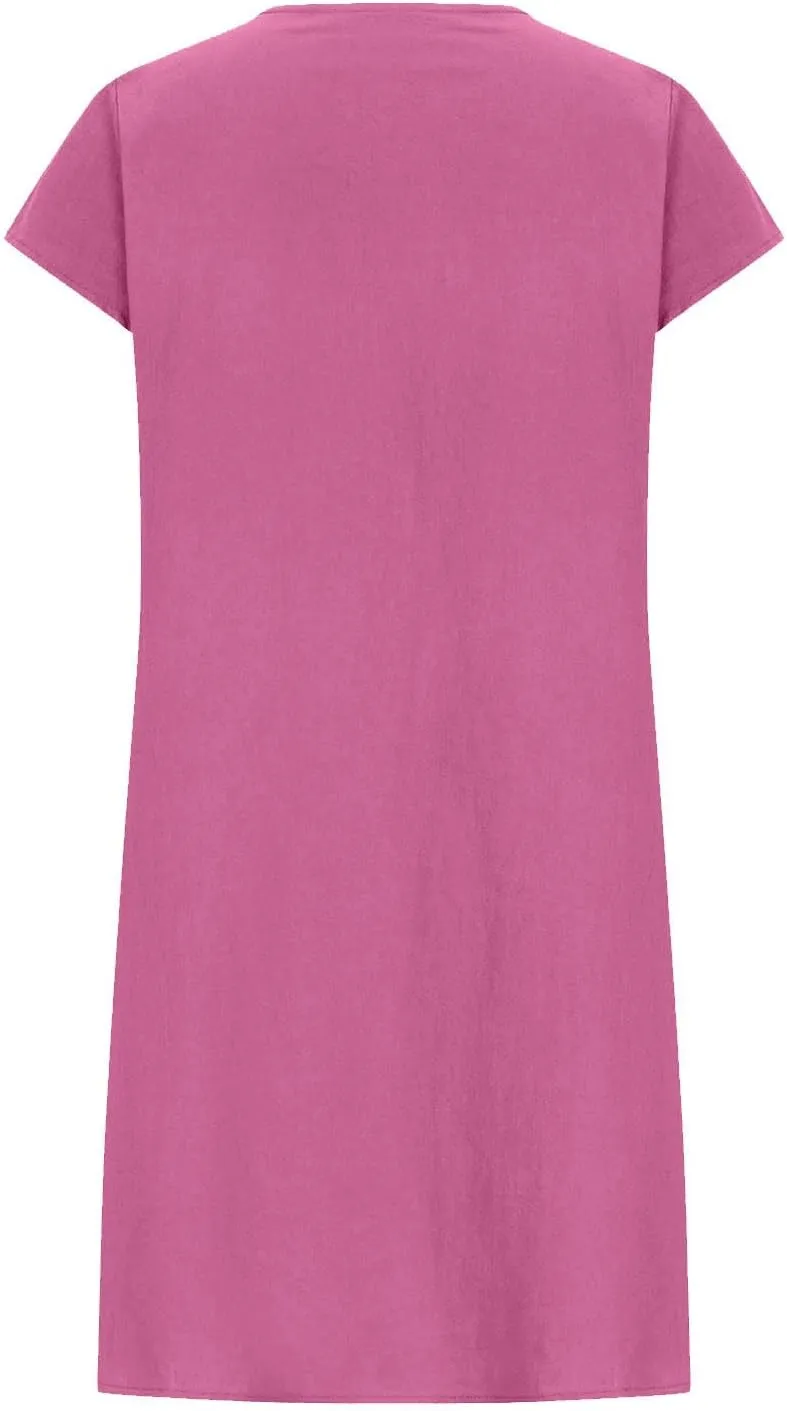 maisdgop Linen Dresses for Women 2025 Plus Size Cap Sleeve Pleated Summer Midi Dress Vacation Casual Knee Length Sundresses