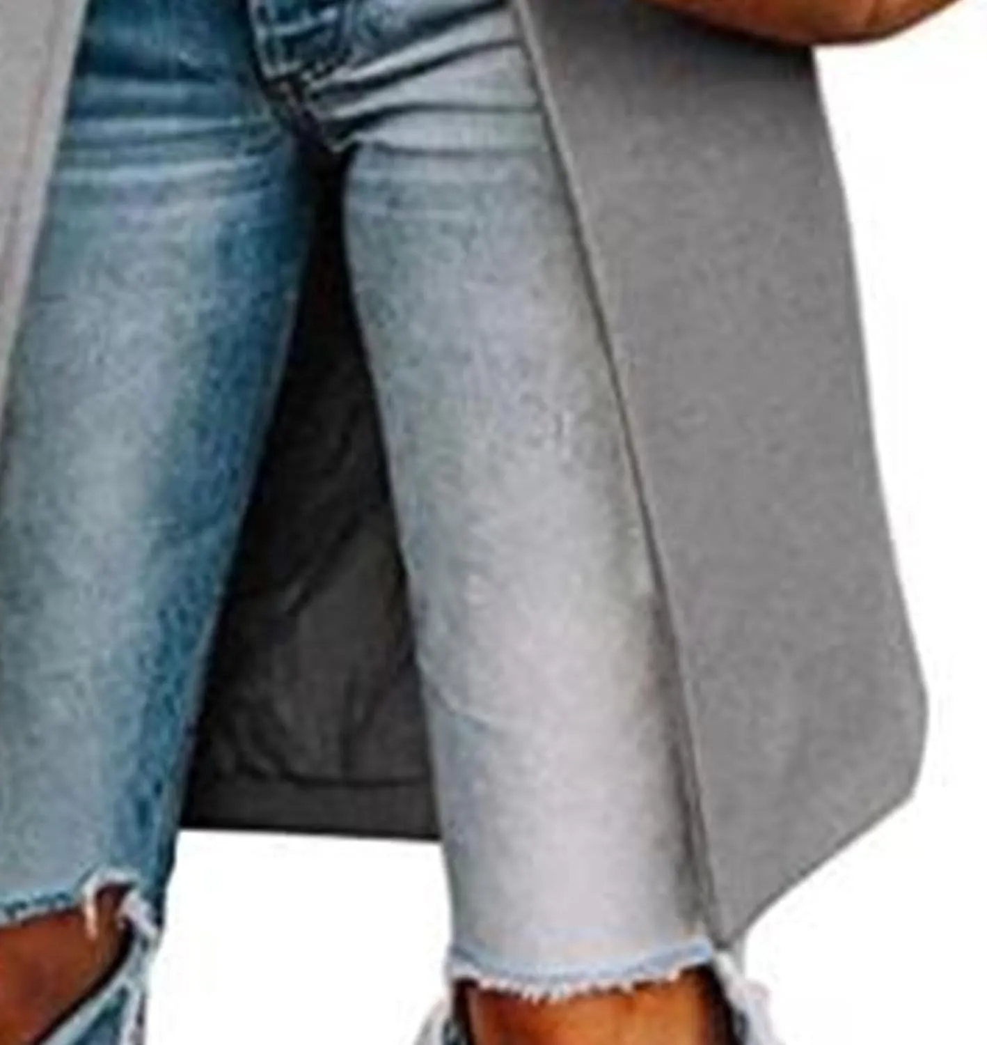 Maiyifu-GJ Womens Notched Lapel Mid Long Trench Coat Double Breasted Wool Blend Coat Winter Casual Long Jackets