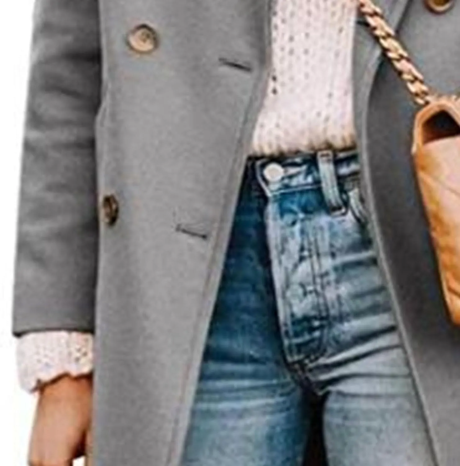 Maiyifu-GJ Womens Notched Lapel Mid Long Trench Coat Double Breasted Wool Blend Coat Winter Casual Long Jackets