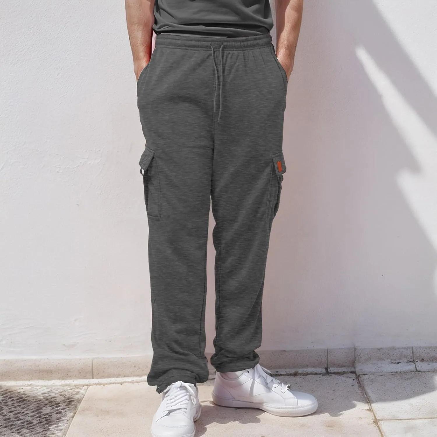 Male Fashion Fitness Trousers Loose Fit Hiking Joggers Outdoor Wearing Pants with Pockets Overalls Gym Sweatpants