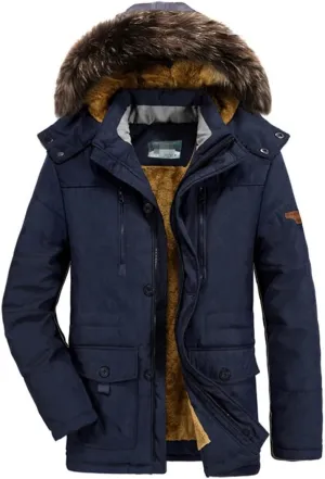 Male Parkas Winter Cotton Padded Warm Coat Military Hooded Fleece Thick Windbreaker Jacket