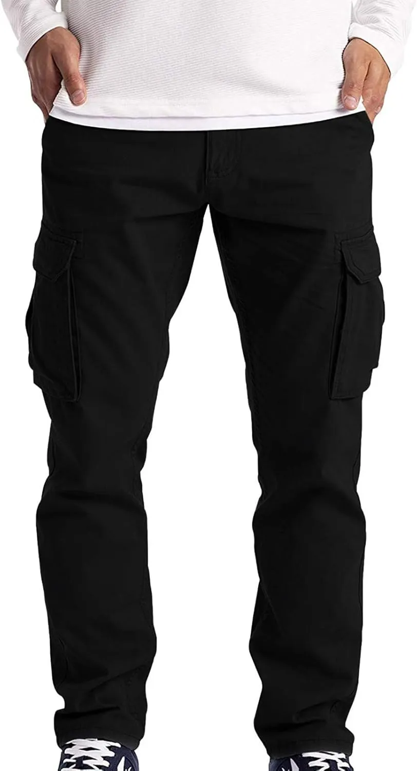 Mens 2023 Casual Cargo Pant Hiking Trousers Multi Pockets Twill Chino Pants Overalls Straight Leg Joggers Sweatpants