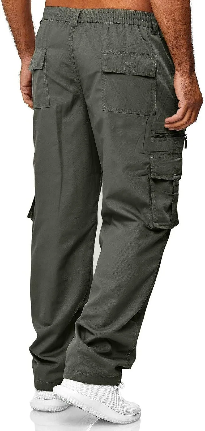 Men's Active Athletic Casual Tricot Color Pants Men's Overalls Drawstring Pants Men's Running Tactical Sweatpants