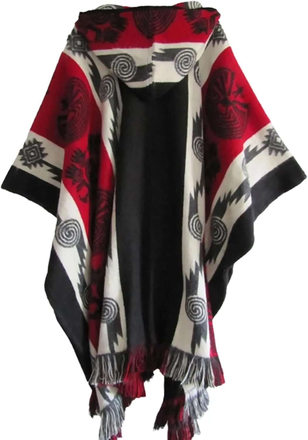 Men's Aztec Hoodies Poncho Cape Cloak Coat Vintage Bat Sleeve Cloak Shawl Fashion Knitted Hooded Pullover