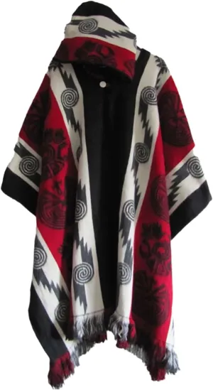 Men's Aztec Hoodies Poncho Cape Cloak Coat Vintage Bat Sleeve Cloak Shawl Fashion Knitted Hooded Pullover
