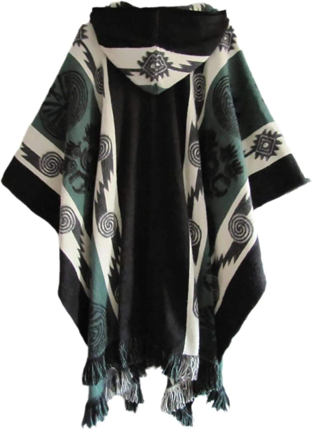 Men's Aztec Hoodies Poncho Cape Cloak Coat Vintage Bat Sleeve Cloak Shawl Fashion Knitted Hooded Pullover