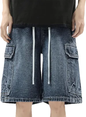 Mens Baggy Denim Jorts Y2K Loose Hip Hop Jean Shorts Casual Summer Long Jeans Streetwear