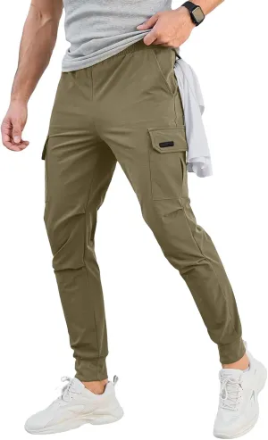 Mens Cargo Jogger Pants Tactical Waist Stretch Slim Fit Sweatpants Casual Athletic Overalls Workout Trousers