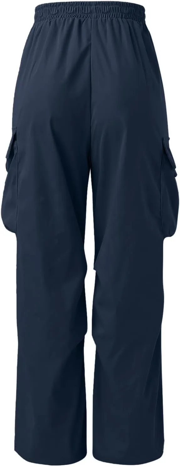 Men's Cargo Pants Casual Wide Leg Drawstring Waist Pant Hiking Pant with Multiple Pockets