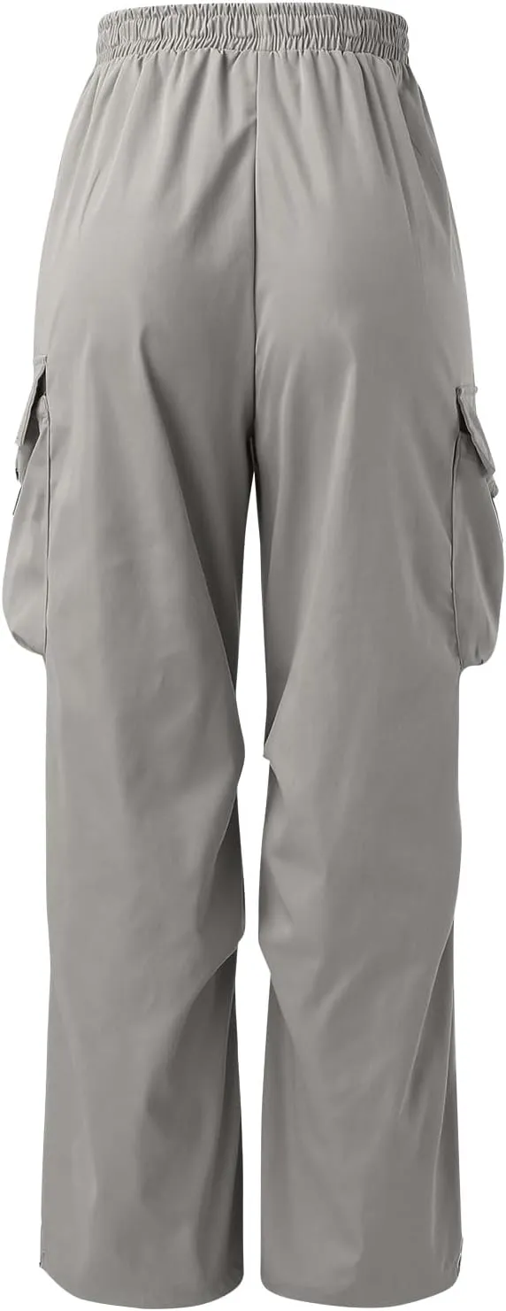 Men's Cargo Pants Casual Wide Leg Drawstring Waist Pant Hiking Pant with Multiple Pockets
