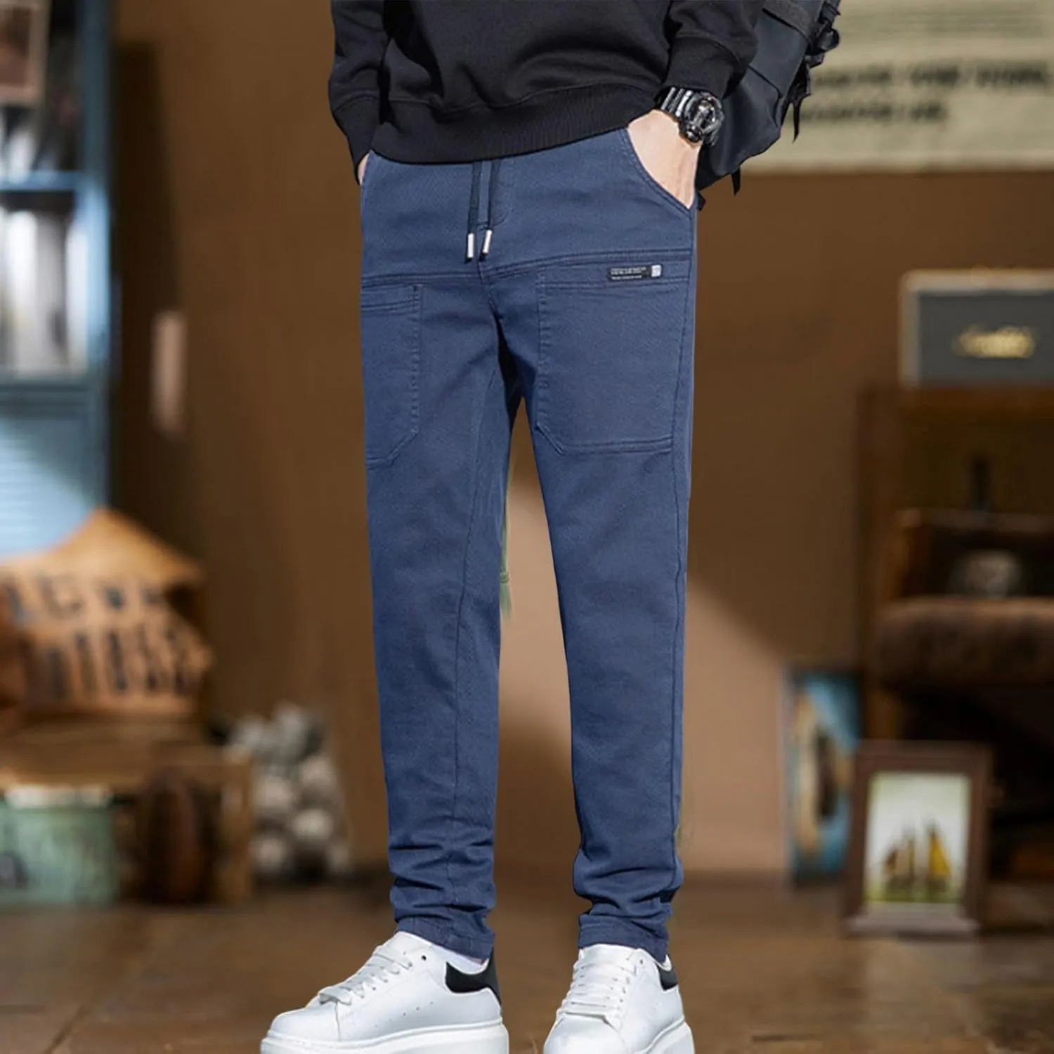 Mens Cargo Pants High Stretch Work Pant Multi-Pocket Comfy Fit Tapered Chinos Jeans Relaxed Fit Stretch Casual Pant