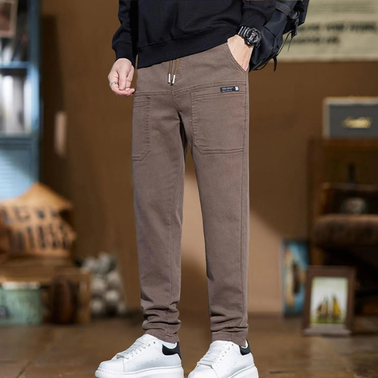 Mens Cargo Pants High Stretch Work Pant Multi-Pocket Comfy Fit Tapered Chinos Jeans Relaxed Fit Stretch Casual Pant