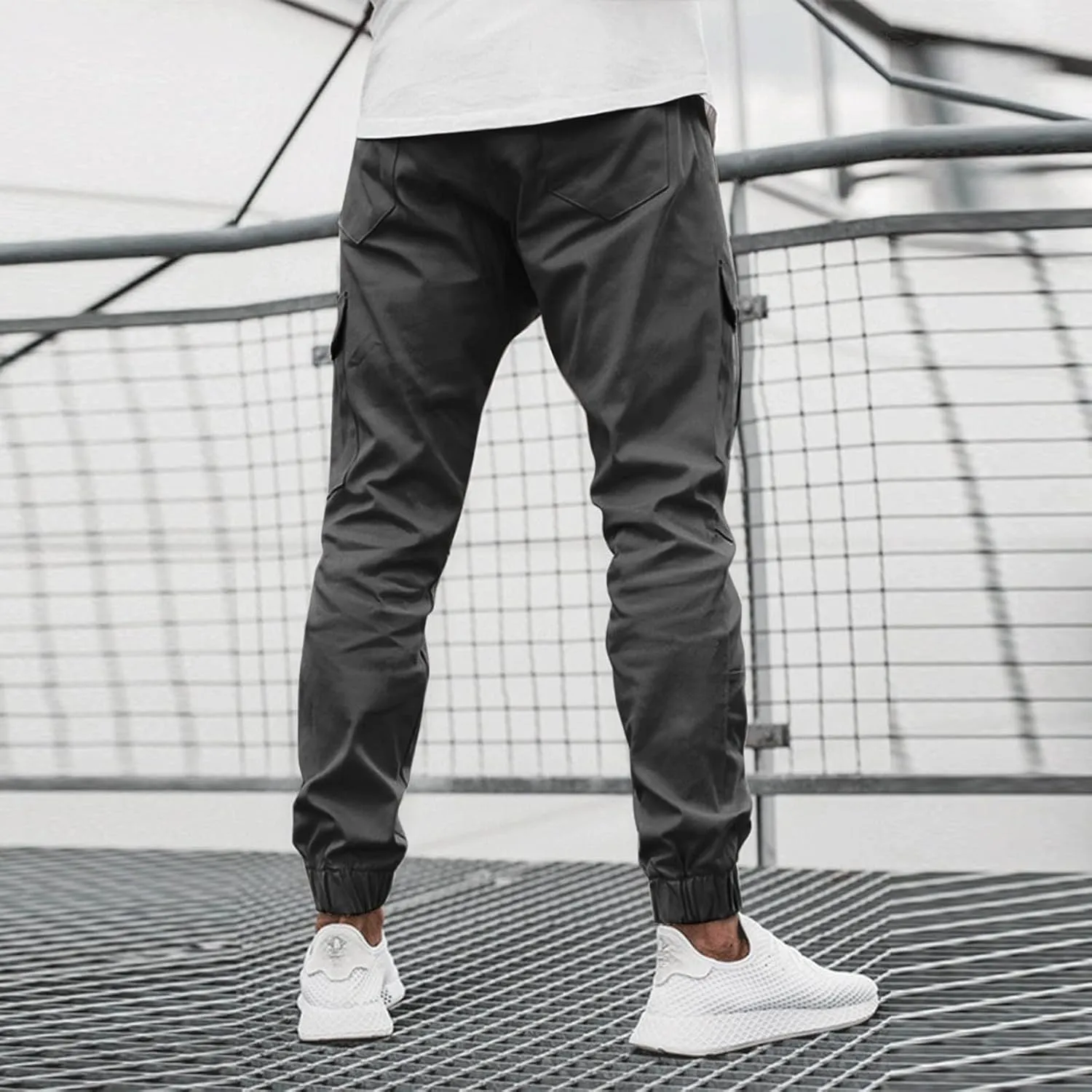 Mens Cargo Pants Relaxed Fit Pockets Trousers for Running Training Mens Joggers Sweatpants Slim Fit Tapered Athletic
