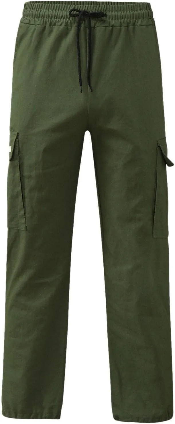 Men's Cargo Pants Solid Color Summer Lightweight Trousers Lounge Loose Fit Overalls House Outdoor Hiking Joggers