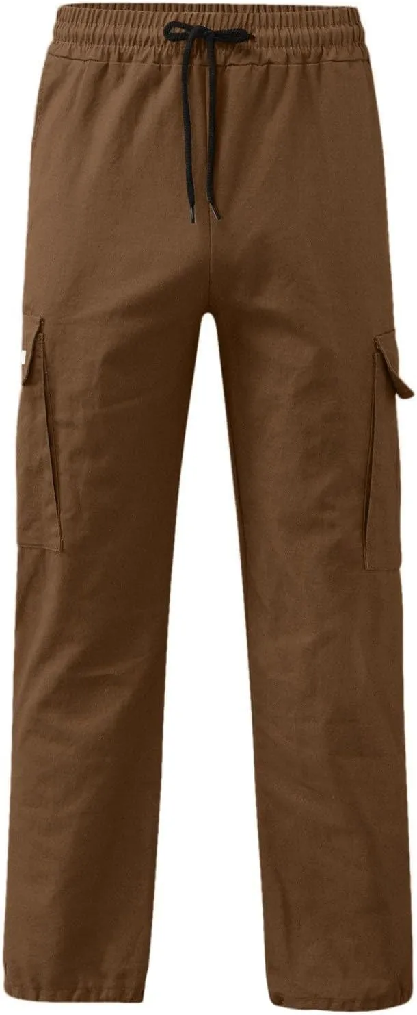 Men's Cargo Pants Solid Color Summer Lightweight Trousers Lounge Loose Fit Overalls House Outdoor Hiking Joggers