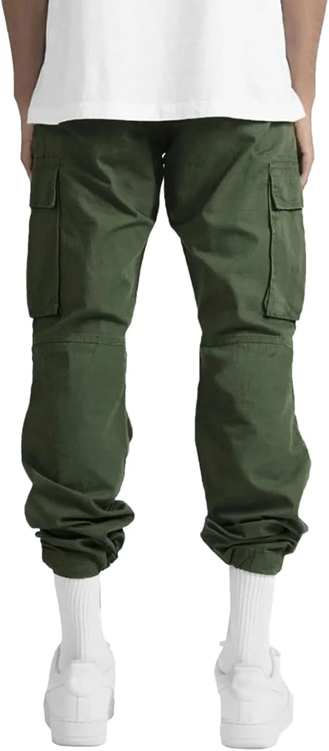 Men's Cargo Pants Solid Color Summer Lightweight Trousers Lounge Loose Fit Overalls House Outdoor Hiking Joggers