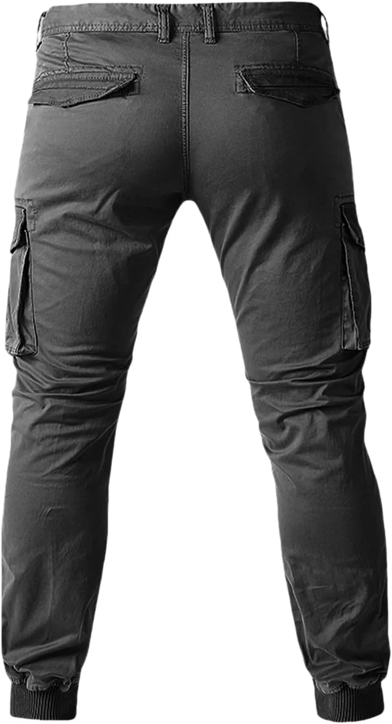 Mens Casual Cargo Pants Tactical Lightweight Sweatpants Fashion Stretch Waist Overalls Workout Slim Fit Trousers