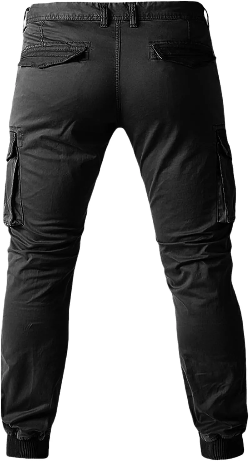 Mens Casual Cargo Pants Tactical Lightweight Sweatpants Fashion Stretch Waist Overalls Workout Slim Fit Trousers