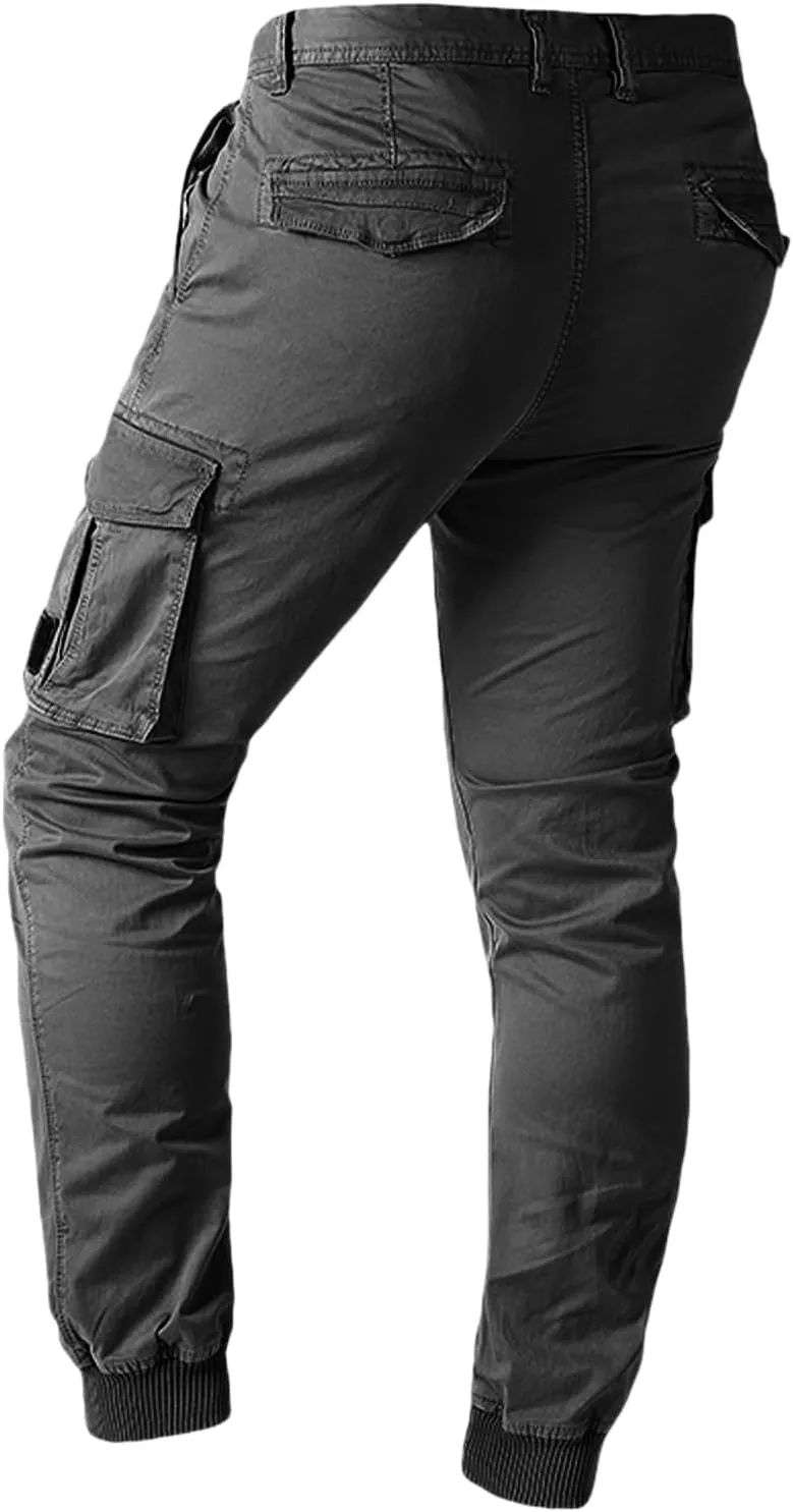 Mens Casual Cargo Pants Tactical Lightweight Sweatpants Fashion Stretch Waist Overalls Workout Slim Fit Trousers