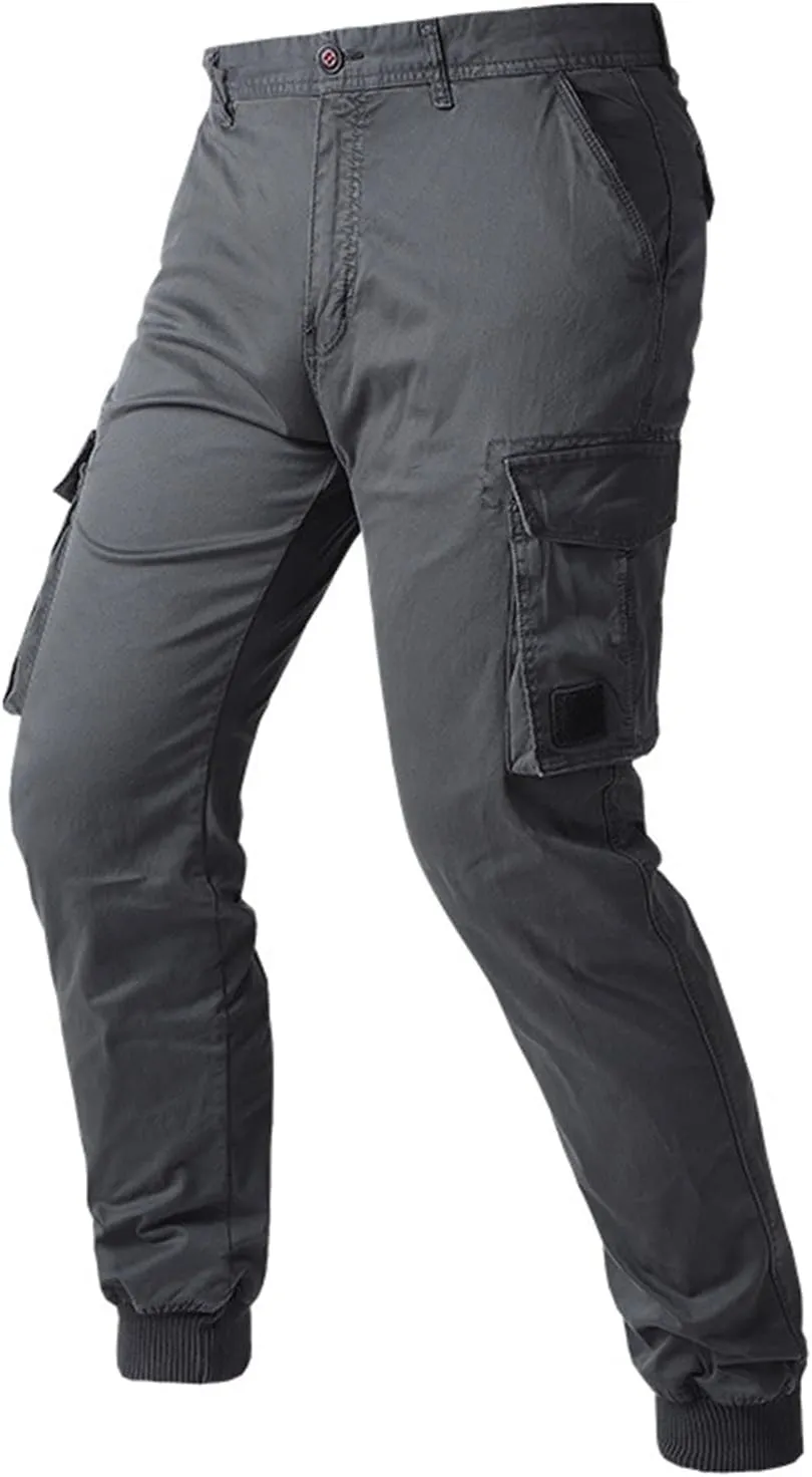 Mens Casual Cargo Pants Tactical Lightweight Sweatpants Fashion Stretch Waist Overalls Workout Slim Fit Trousers