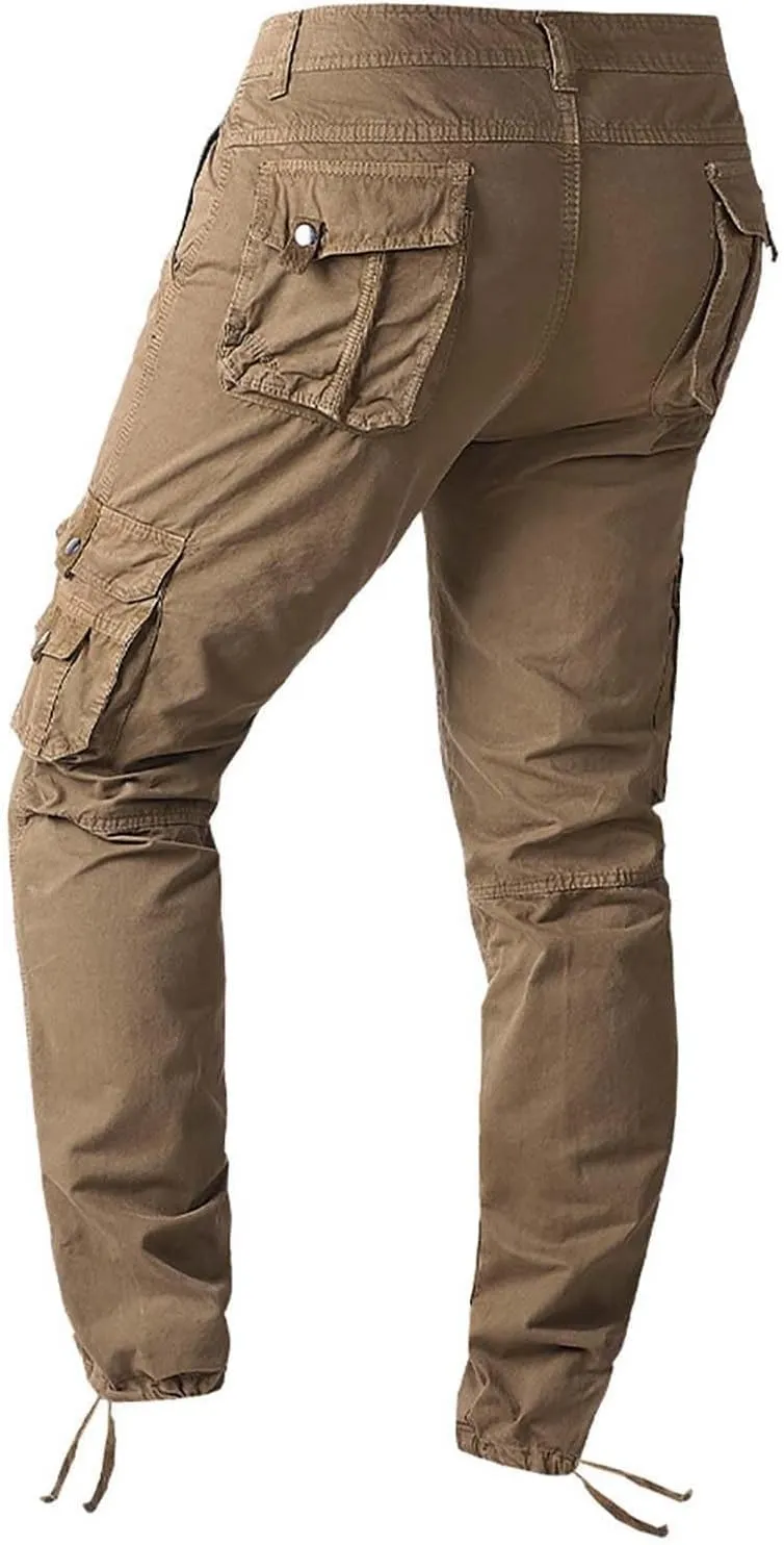 Mens Casual Cotton Cargo Pants Tactical Stretch Sweatpants Athletic Fashion Overalls Workout Slim Fit Trousers