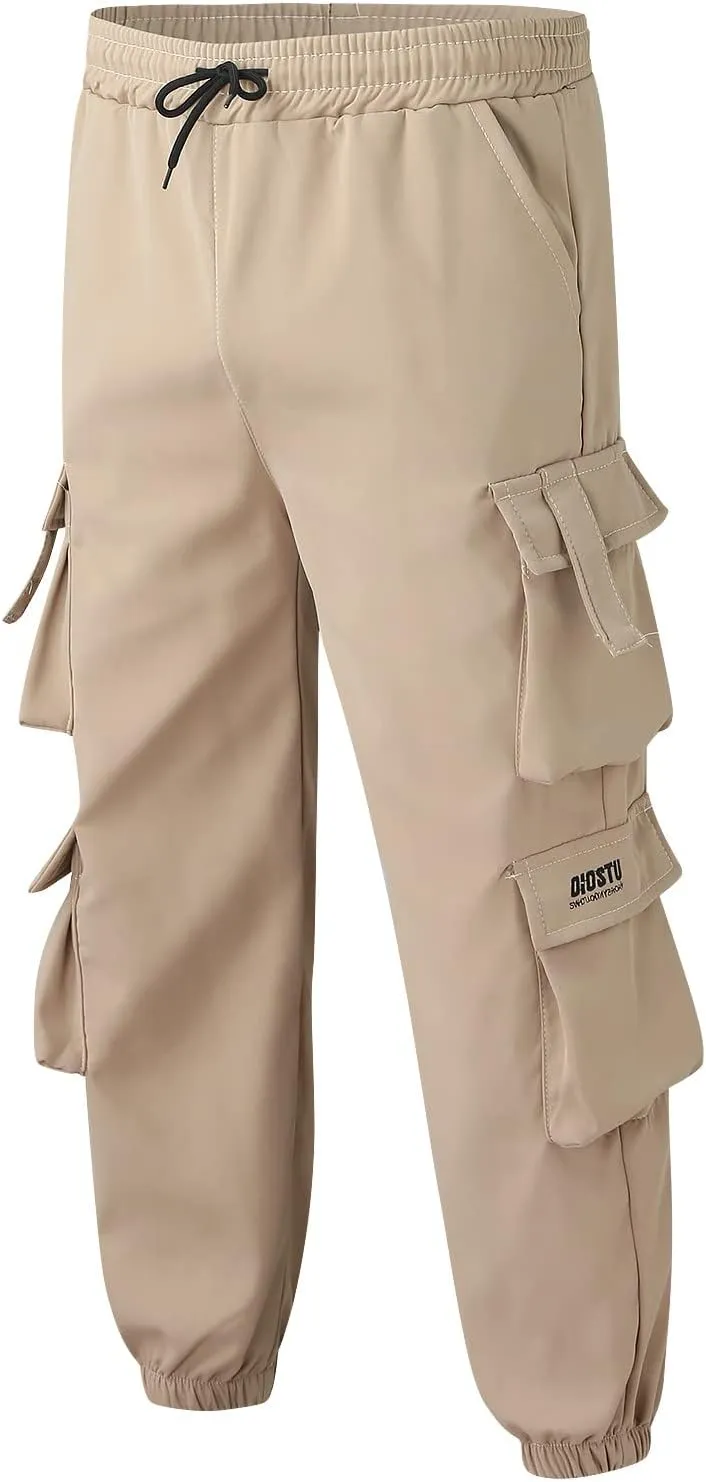 Men's Causal Cargo Pants Loose Fit Classic Trousers Fashion Hiking Joggers Outdoor Wearing Overalls with Pockets