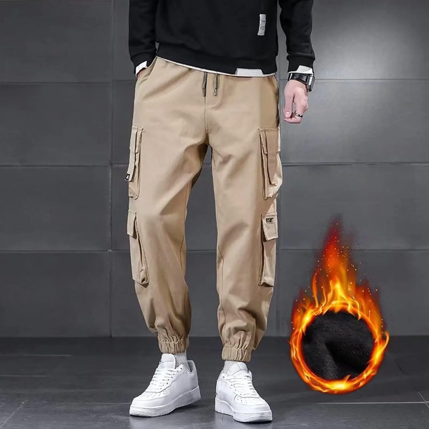 Men's Causal Cargo Pants Loose Fit Classic Trousers Fashion Hiking Joggers Outdoor Wearing Overalls with Pockets