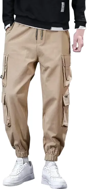 Men's Causal Cargo Pants Loose Fit Classic Trousers Fashion Hiking Joggers Outdoor Wearing Overalls with Pockets