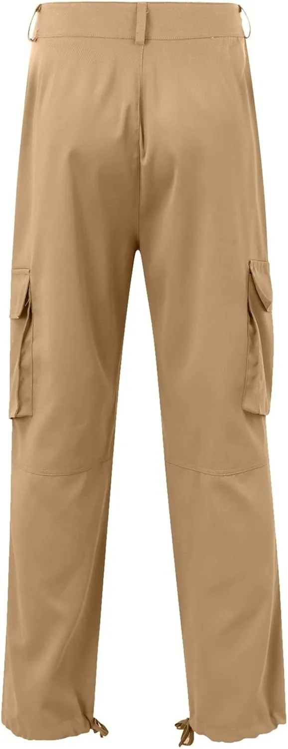 Men's Causal Cargo Pants Solid Color Multi Pockets Straight Trousers Outdoor Wearing Pants with Pockets Overalls