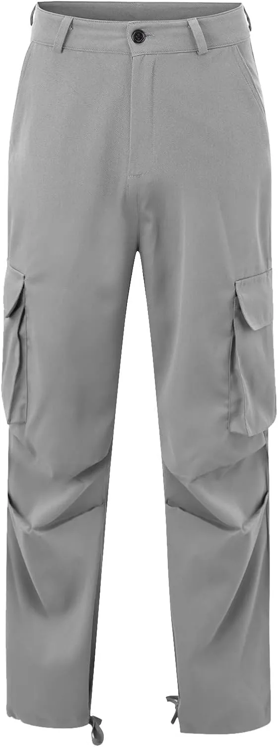 Men's Causal Cargo Pants Solid Color Multi Pockets Straight Trousers Outdoor Wearing Pants with Pockets Overalls