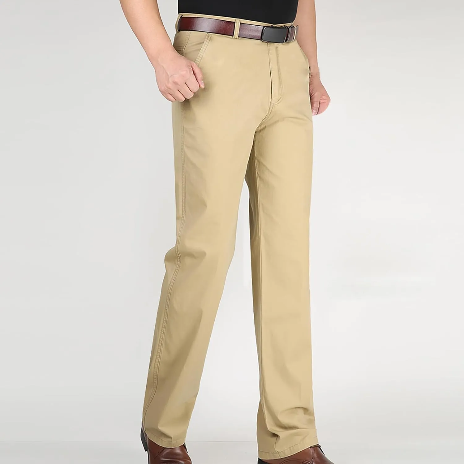 Mens Dress Pants Casual Business Relaxed Fit Leisure Khaki Pant Expandable Waist Flat Front Trousers with Pocket 2025