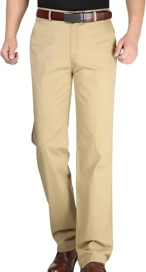 Mens Dress Pants Casual Business Relaxed Fit Leisure Khaki Pant Expandable Waist Flat Front Trousers with Pocket 2025