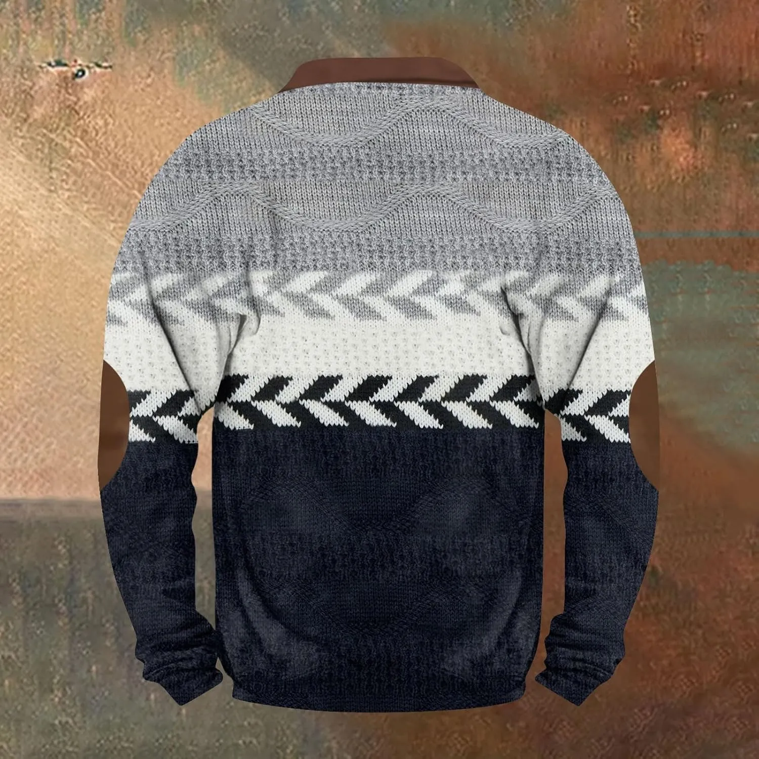 Mens Fall Workout Fashion Prints Long Sleeve V-Neck Casual Zip Up Vintage Cardigan Sweatshirts