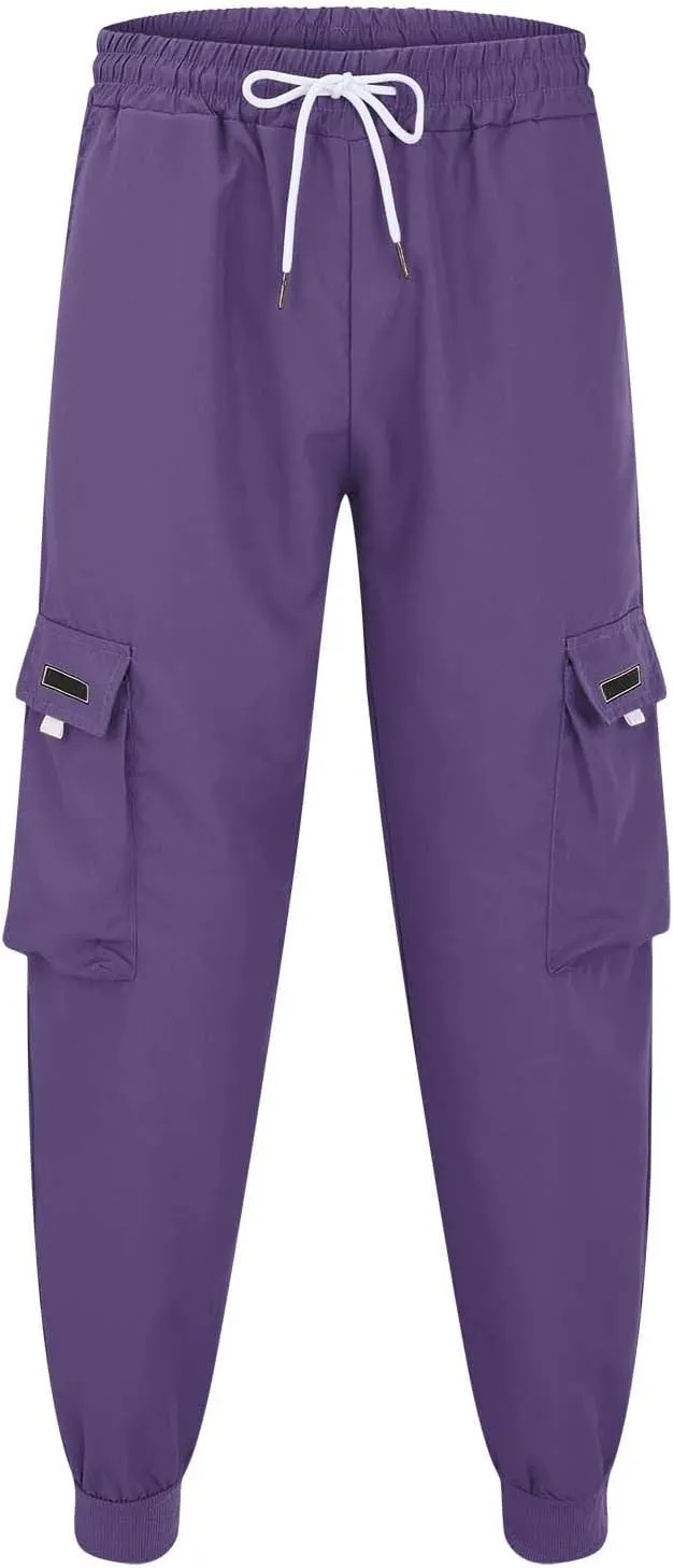 Mens Fashion Cargo Pants Drawstring Tactical Active Outdoor Hiking Climbing Overalls Military Casual Solid Color Tapered Pant