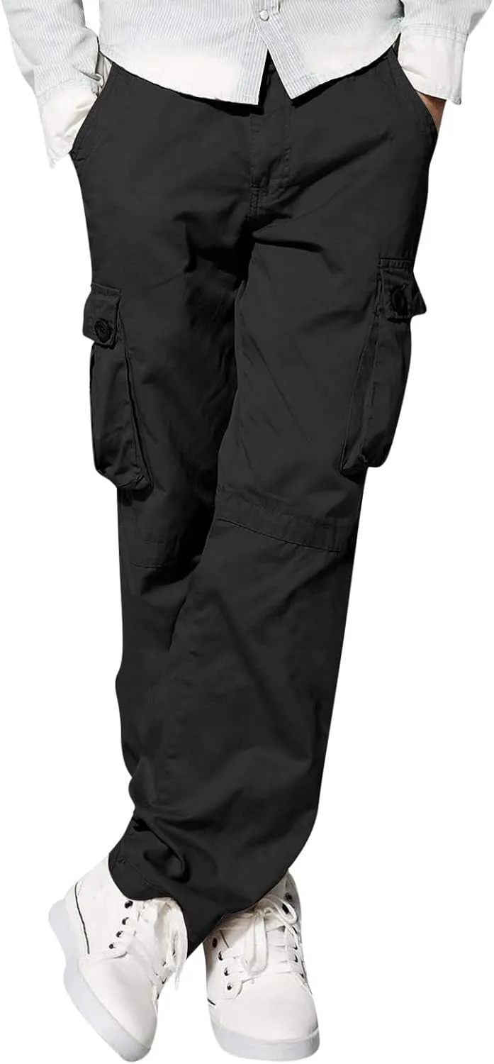 Mens Fashion Hiking Cargo Pants Loose Fit Trousers with Pockets Sports Pants Mens Workwear Overalls Athletic Joggers