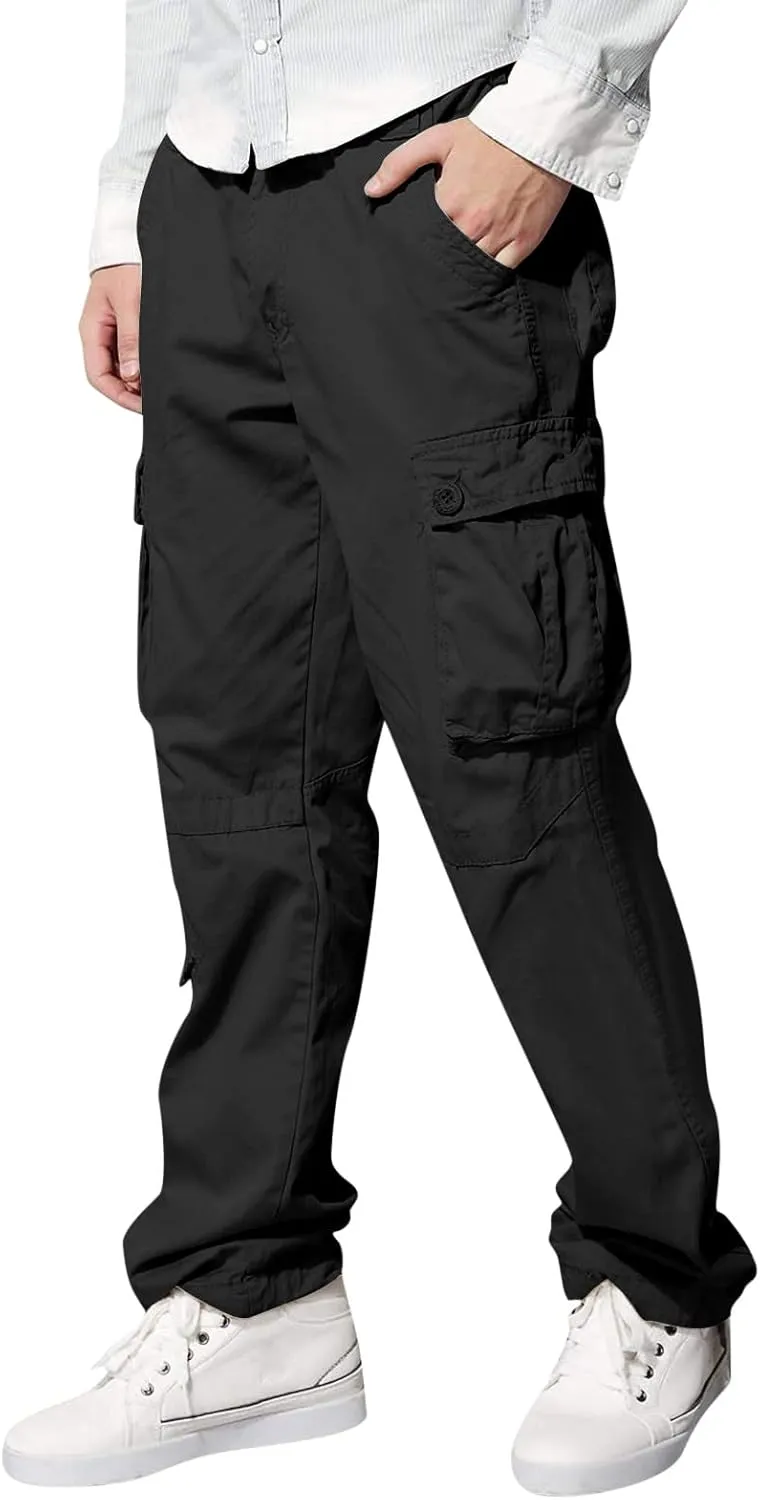 Mens Fashion Hiking Cargo Pants Loose Fit Trousers with Pockets Sports Pants Mens Workwear Overalls Athletic Joggers