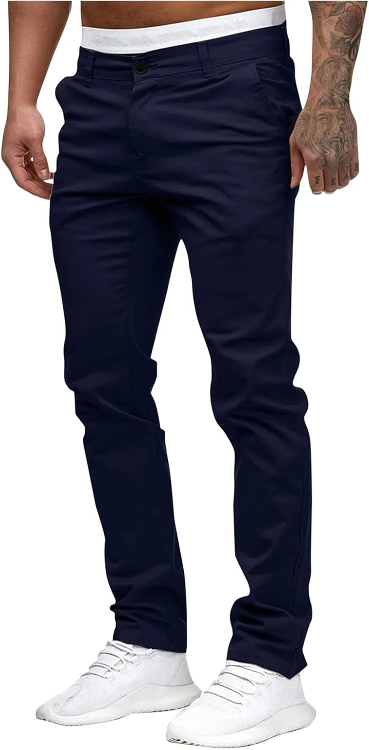 Mens Fashion Joggers Solid Color Trousers Casual Cotton Cargo Pants Loose Fit Hiking Pants Gym Sweatpants Overalls