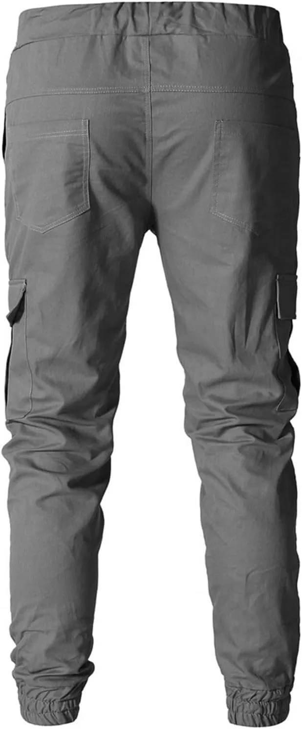 Men's Fashion Sport Sweatpants Drawstring Elastic Waist Slim Fit Joggers Hiking Trousers Athletic Pants Overalls